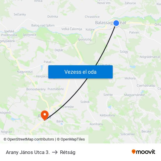 Arany János Utca 3. to Rétság map