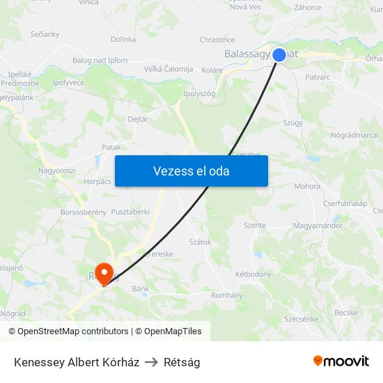 Kenessey Albert Kórház to Rétság map