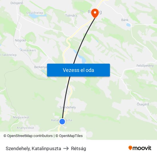 Szendehely, Katalinpuszta to Rétság map