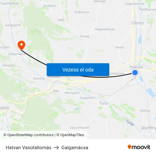 Hatvan Vasútállomás to Galgamácsa map