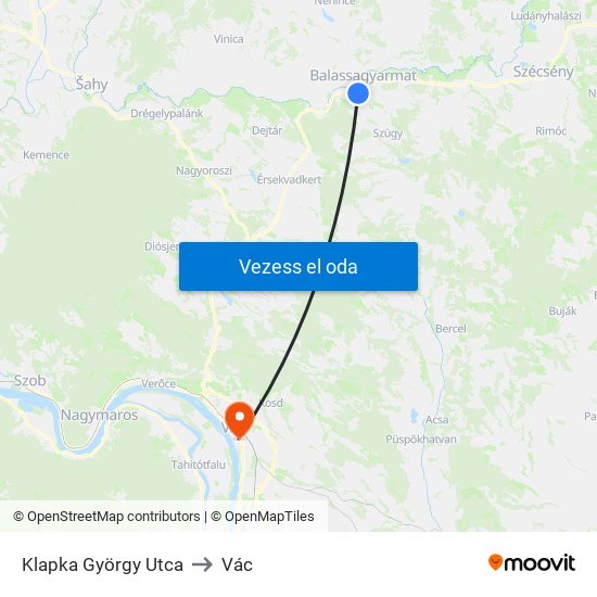 Klapka György Utca to Vác map