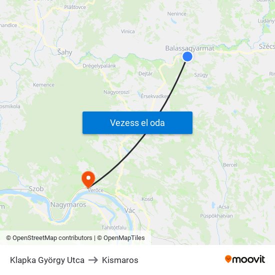 Klapka György Utca to Kismaros map