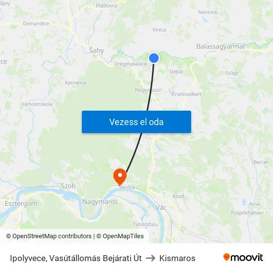Ipolyvece, Vasútállomás Bejárati Út to Kismaros map