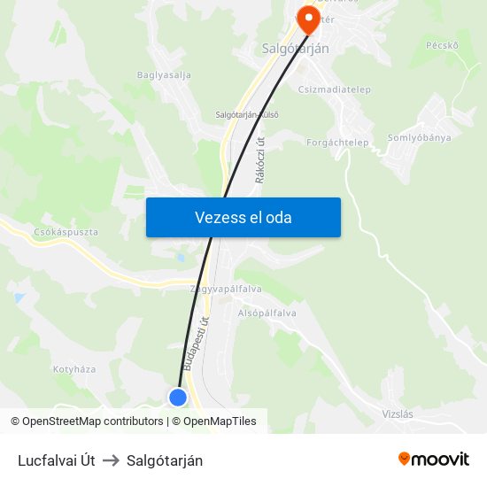 Lucfalvai Út to Salgótarján map