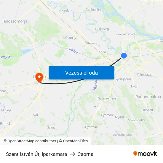 Szent István Út, Iparkamara to Csorna map