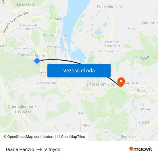 Diána Panzió to Vitnyéd map