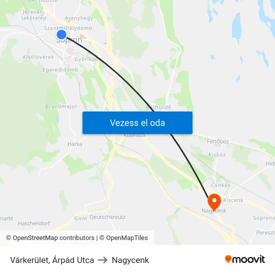 Várkerület, Árpád Utca to Nagycenk map