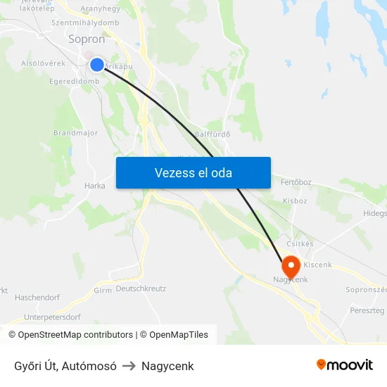 Győri Út, Autómosó to Nagycenk map