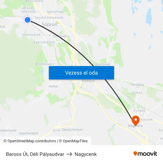 Baross Út, Déli Pályaudvar to Nagycenk map