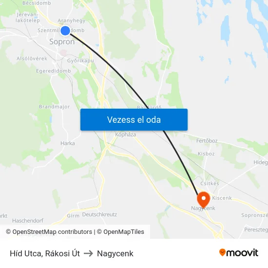 Híd Utca, Rákosi Út to Nagycenk map