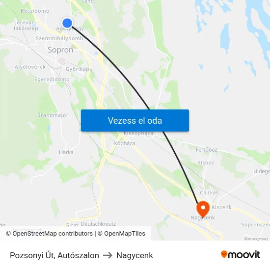 Pozsonyi Út, Autószalon to Nagycenk map