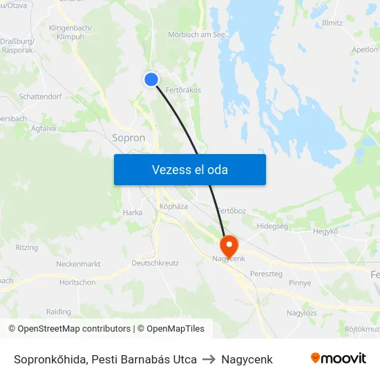 Sopronkőhida, Pesti Barnabás Utca to Nagycenk map