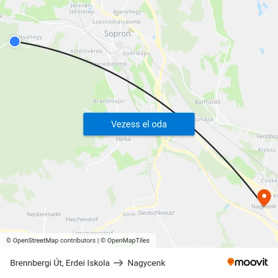 Brennbergi Út, Erdei Iskola to Nagycenk map