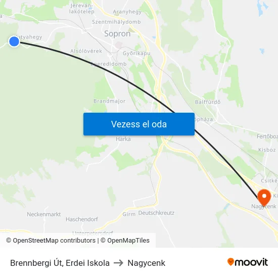 Brennbergi Út, Erdei Iskola to Nagycenk map