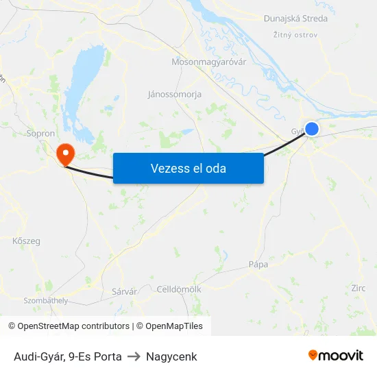 Audi-Gyár, 9-Es Porta to Nagycenk map