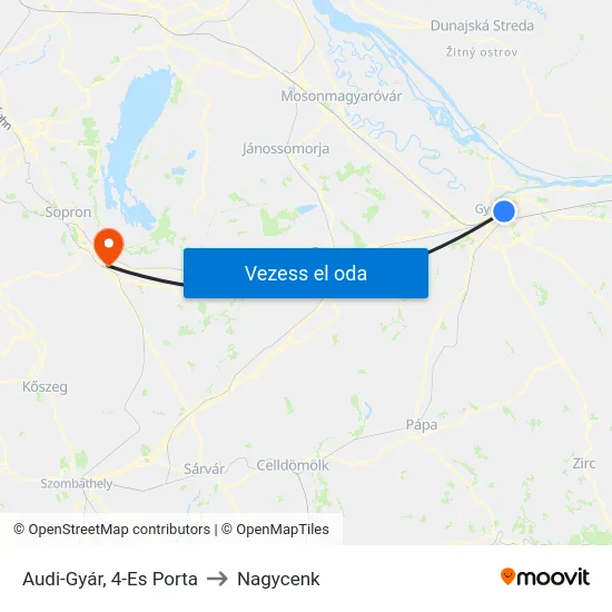 Audi-Gyár, 4-Es Porta to Nagycenk map