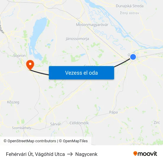 Fehérvári Út, Vágóhíd Utca to Nagycenk map