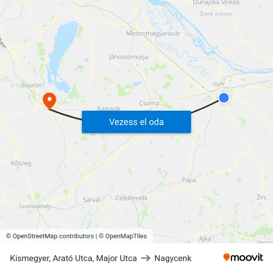 Kismegyer, Arató Utca, Major Utca to Nagycenk map