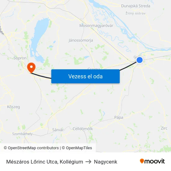 Mészáros Lőrinc Utca, Kollégium to Nagycenk map