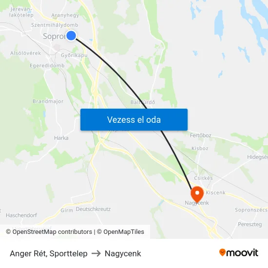 Anger Rét, Sporttelep to Nagycenk map
