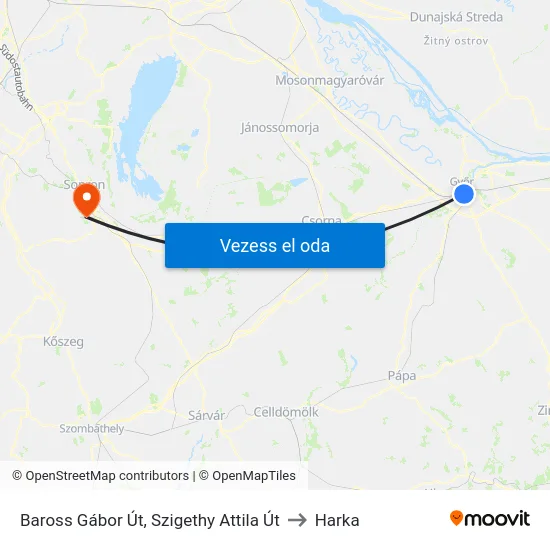 Baross Gábor Út, Szigethy Attila Út to Harka map