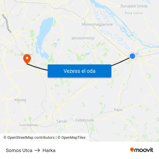Somos Utca to Harka map