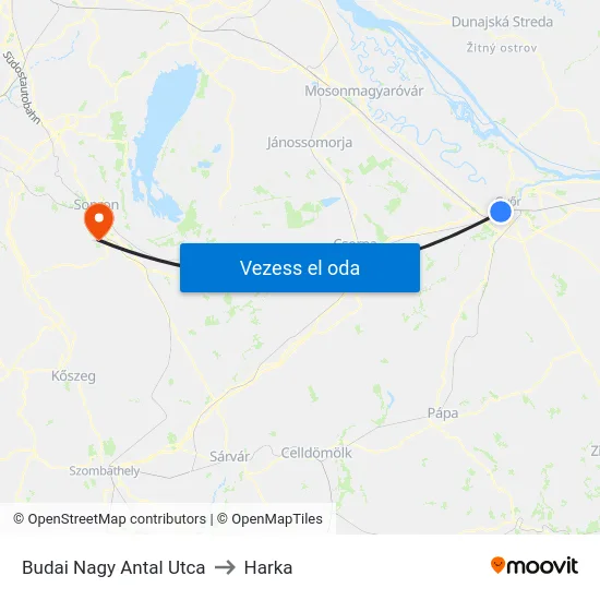 Budai Nagy Antal Utca to Harka map