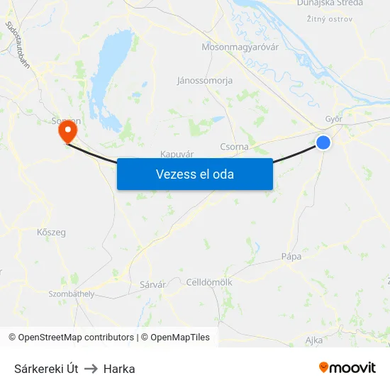 Sárkereki Út to Harka map