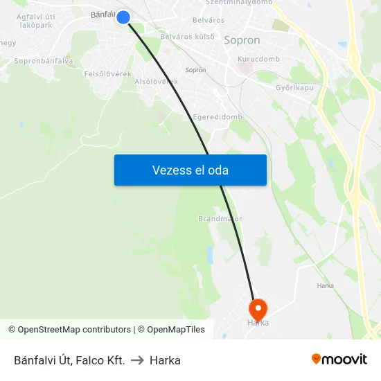 Bánfalvi Út, Falco Kft. to Harka map