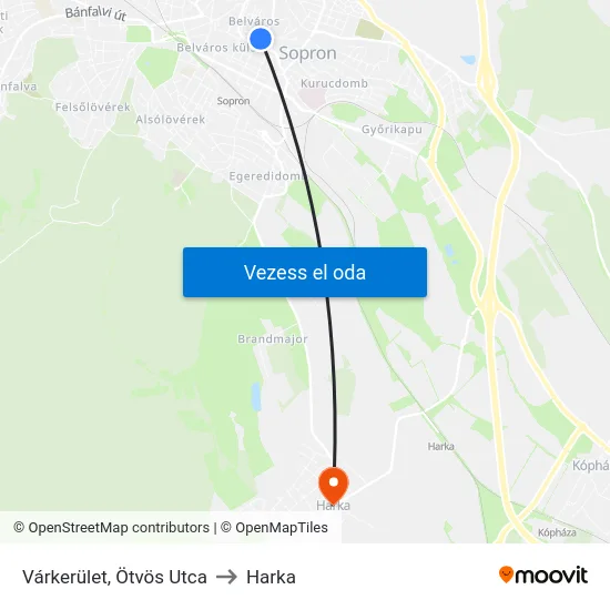 Várkerület, Ötvös Utca to Harka map