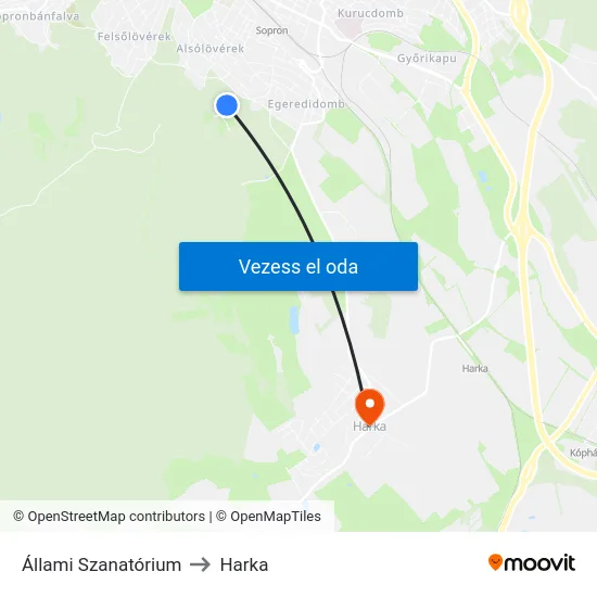 Állami Szanatórium to Harka map
