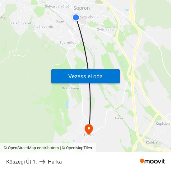 Kőszegi Út 1. to Harka map