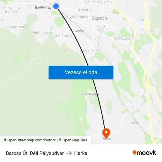 Baross Út, Déli Pályaudvar to Harka map
