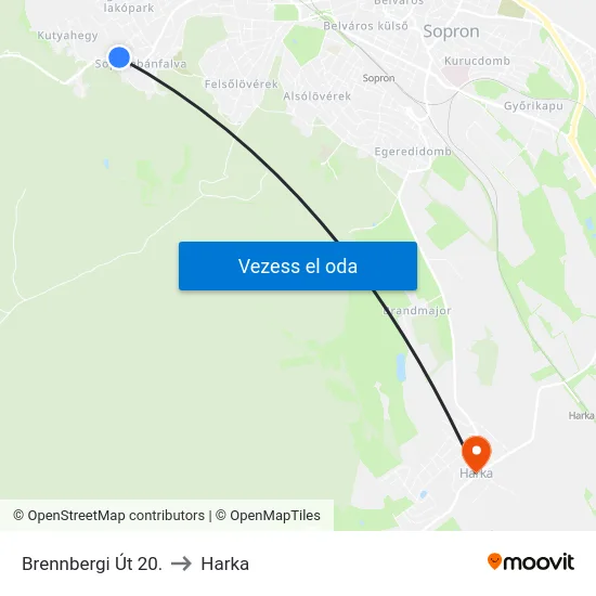 Brennbergi Út 20. to Harka map