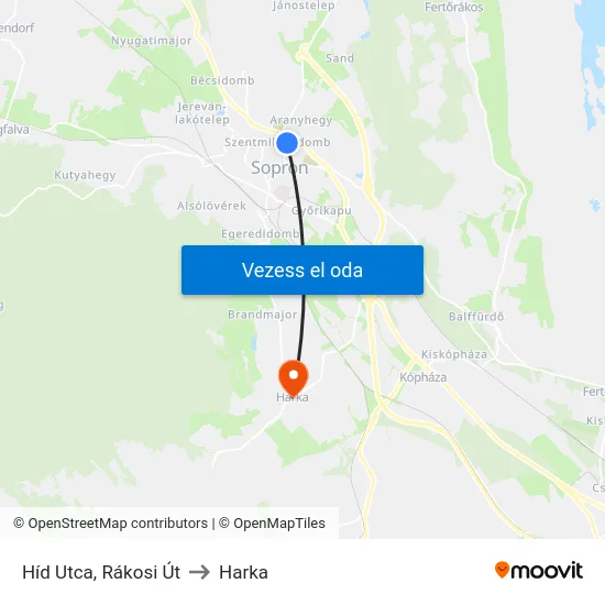 Híd Utca, Rákosi Út to Harka map