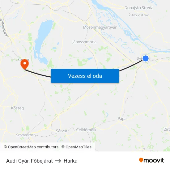 Audi-Gyár, Főbejárat to Harka map