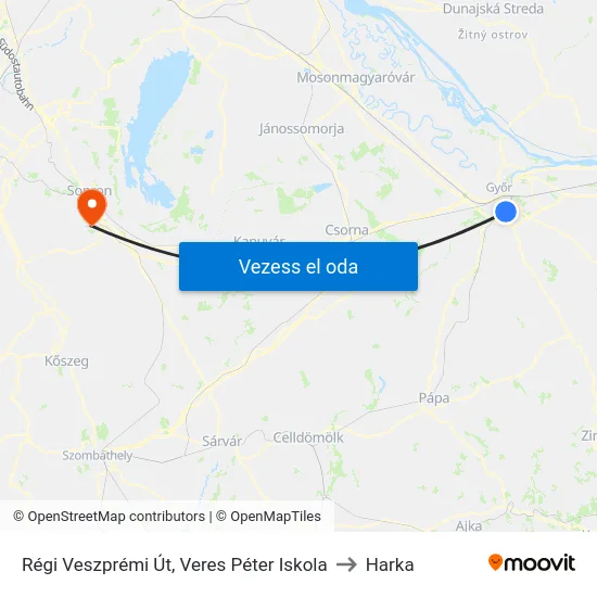 Régi Veszprémi Út, Veres Péter Iskola to Harka map