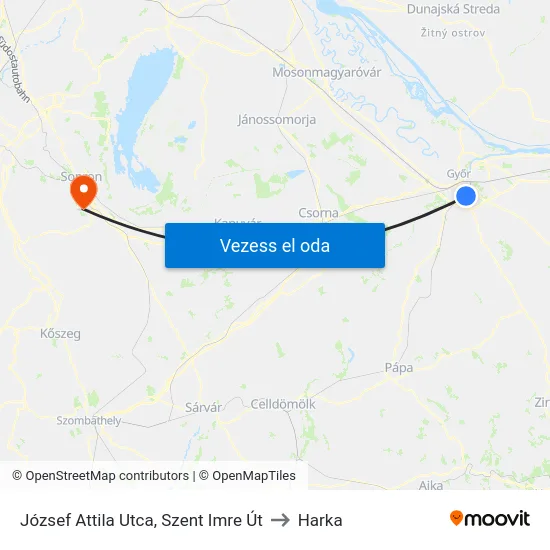 József Attila Utca, Szent Imre Út to Harka map