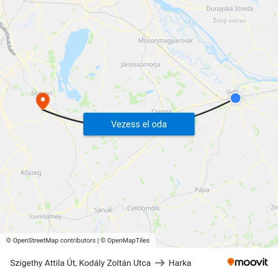 Szigethy Attila Út, Kodály Zoltán Utca to Harka map