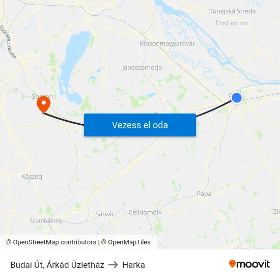Budai Út, Árkád Üzletház to Harka map