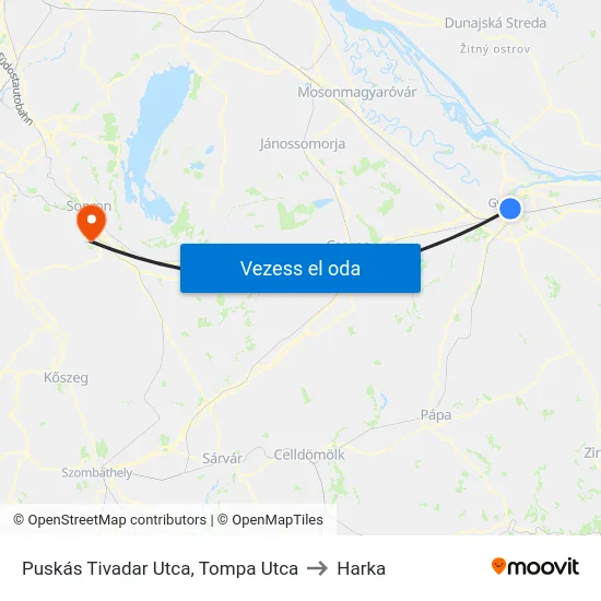 Puskás Tivadar Utca, Tompa Utca to Harka map
