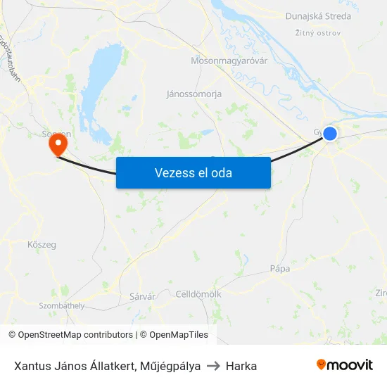 Xantus János Állatkert, Műjégpálya to Harka map