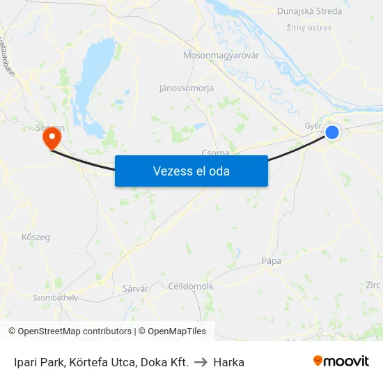 Ipari Park, Körtefa Utca, Doka Kft. to Harka map