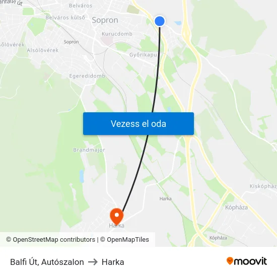 Balfi Út, Autószalon to Harka map