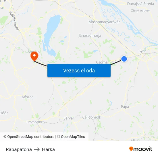 Rábapatona to Harka map
