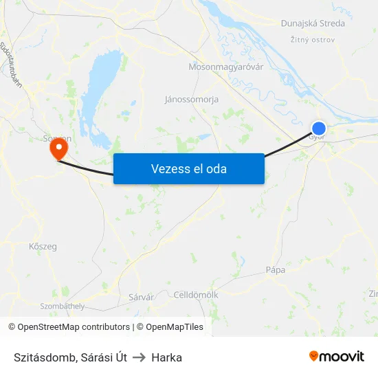 Szitásdomb, Sárási Út to Harka map