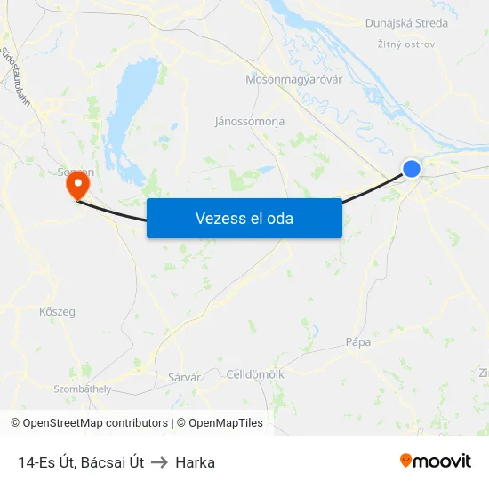 14-Es Út, Bácsai Út to Harka map