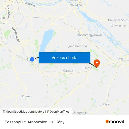Pozsonyi Út, Autószalon to Kóny map
