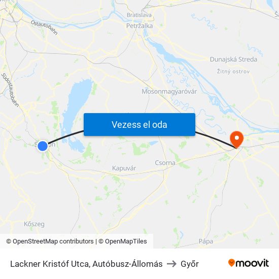 Lackner Kristóf Utca, Autóbusz-Állomás to Győr map