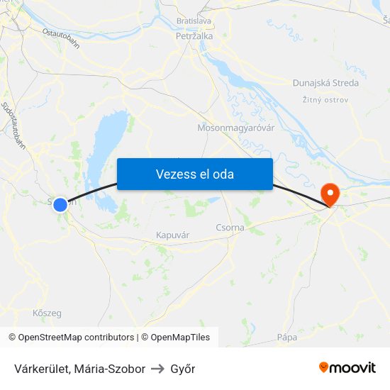 Várkerület, Mária-Szobor to Győr map